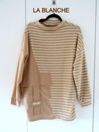 La Blanche ciekawa ciepła bluzka łączona z dużą kieszenią 44