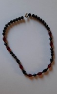 Czarno-czerwone korale koraliki naszyjnik vintage