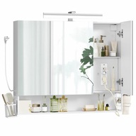 Szafka łazienkowa z wbudowaną listwą zasilającą lustrem i oświetleniem LED