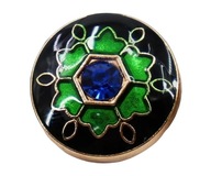 ELEGANCKIE GUZIKI METALOWE ZŁOTE, EMALIOWANE z SZAFIREM. śr. 20mm. 10 szt