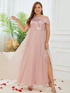 Okazja !_NOWA koktajlowa WYSMUKLAJĄCA sukienka maxi_HAFTY cekiny_halka_r.46