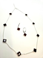 Komplet koniczynek bursztynowych kolia i kolczyki 925