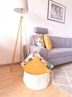 MAMAJASTUDIO BOHO kosz,koszyk z frędzlami, duży kosz 30x19cm