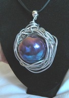 Duża tęczowa porcelanowa kula w aureoli, okazały wisior