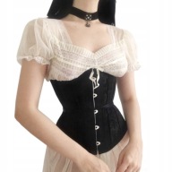 Czarny gorset underbust XXS gotycki koronkowy wiązany black lace gorset