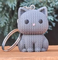 Brelok Kot włóczkowy – mini figurka 4 cm | rękodzieło PLA