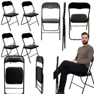 ZESTAW 4 KRZESEŁ SKŁADANYCH BIUROWYCH / OGRODOWYCH CATERING-CZARNE KRZESŁA