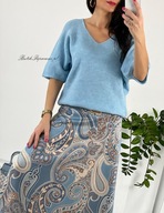 Niebieski Sweter Dekolt V