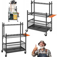 ORGANIZER NA NARZĘDZIA OGRODOWE DO GARAŻU STAL WĘGLOWA SOLIDNY NA KÓŁKACH