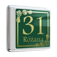 PODŚWIETLANY numer domu LED zielona tabliczka adresowa z różami kwiatów R