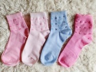 4x SKARPETKI 35-38 KOKARDKI KOKARDY DŁUGIE HAFT VINTAGE RETRO COQUETTE