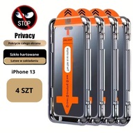 Szkło hartowane Privacy iPhone 13 | 4szt ramka montażowa 9H HD ochronne UV