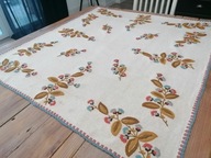 WEŁNIANA GRUBSZA RĘCZNIE HAFTOWANA WEŁNĄ NARZUTA KILIM KAPA 120x132 T1