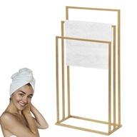 STOJAK ZŁOTY NA RĘCZNIKI WIESZAK STOJĄCY PODŁOGOWY ŁAZIENKOWY 3 RAMIONA