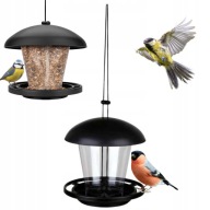 Karmnik dla ptaków wiszący czarny 900ml – nowoczesna budka na ziarno