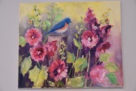 Obraz olejny "Słowik wśród kwiatów"