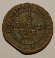 Moguncja 1/2 krajcara 1795 końcówka blachy