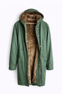 Designerska zielona kurtka parka ze sztucznym futrem byTiMo, premium, S/M