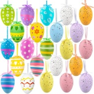 Zestaw 24 wielkanocnych jajek dekoracyjnych do zawieszenia 6 cm