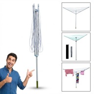 SUSZARKA OGRODOWA NA PRANIE PROMIS TRZYRAMIENNA 40M SKŁADANA Z POKROWCEM