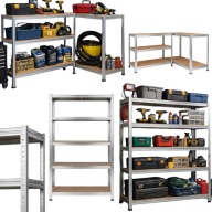 REGAŁ MAGAZYNOWY METALOWY 180x90x40 PÓŁKI SOLIDNY GARAŻOWY 900KG OCYNK