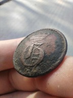 Duży szlachecki guzik liberyjny herbowy XIX wiek Monogram korona szlachecka