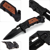 NÓŻ SPRĘŻYNOWY SKŁADANY Z BLOKADĄ I ZBIJAKIEM DO SZYB SURVIVALOWY SCYZORYK