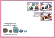 Kambodża 2020, FDC 3zn. minerały, kamienie szlachetne