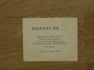 AUTOMOBILKLUB SUDECKI Walne Zgromadzenie 1993 Mandat nr. 51