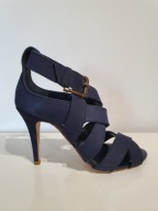 Zara 36 granatowe szpilki sandały skóra