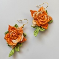 Kolczyki rękodzieło na szydełku kwiatek
