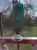 Wazon ozdobny kielich szkło Empoli Włochy lata 60.