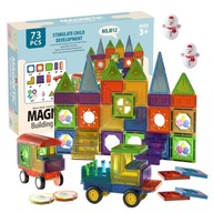 KLOCKI MAGNETYCZNE KONSTRUKCYJNE PANELE EDUKACYJNE ZESTAW DLA DZIECI 73 EL.
