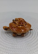 Ceramiczny żółwik kiwaczek mama z dziećmi ruchome nogi głowa figurka vintag
