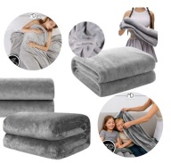 KOC GŁADKI NARZUTA NA ŁÓŻKO 200 x 220 SZARY PLED CIEPŁY DUŻY PLUSZOWY SOFT