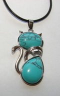 Naszyjnik kot z kamienia naturalnego turkusu