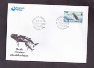 Wyspy Owcze - 1990 rok - FDC Koperta - znaczki nr 200 - wieloryb