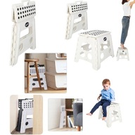 KRZESŁO TABORET DRABINKA STOPIEŃ SKŁADANY KUCHENNY ANTYPOŚLIZGOWY BIAŁY32CM