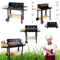 GRILL GRIL WĘGLOWY NA KÓŁKACH OGRODOWY PRZENOŚNY STALOWY RUSZT REGULOWANY