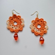 Kolczyki rękodzieło na szydełku kwiat