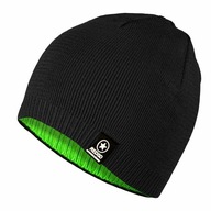 Męska czapka zimowa ciepła dwustronna zieleń i czarna 2w1