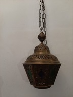 VINTAGE DUŻA ORYGINALNA LAMPA MAROKAŃSKA MOSIĘŻNA WISZĄCA ORIENTALNA