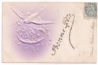 Jaskółka jaskółki z kwiaty ok.1900r. Grubo Tłoczona