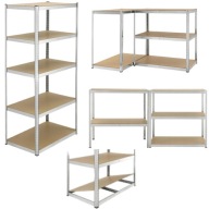 REGAŁ MAGAZYNOWY FUNFIT METALOWY DREWNIANY WCISKANY 5 PÓŁEK 180 x 90 x 30cm