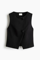 H & M kamizelka garniturowa elegancka asymetryczna ozdobna guziki broszka S