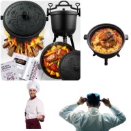 KOCIOŁEK ŻELIWNY 11l GARNEK MYŚLIWSKI pieczonki na ognisko grill + PRZEPISY