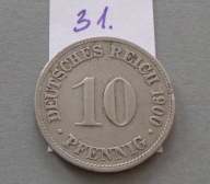10 PFENNIG 1900 roku , literka D , NIEMCY CESARSTWO