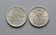 SZWECJA 50 ORE 1964, 1968 GUSTAW VI ADOLF PIĘKNE ZESTAW 2 SZT.