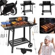 PRZENOŚNY PROSTOKĄTNY OGRODOWY GRILL WĘGLOWY Z OSŁONĄ + AKCESORIA