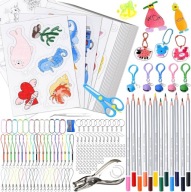 ZESTAW DO TWORZENIA BRELOCZKÓW Z FOLIA TERMOKURCZLIWA DLA DZIECI DIY